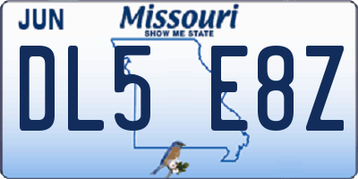 MO license plate DL5E8Z