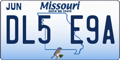 MO license plate DL5E9A