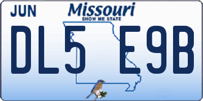 MO license plate DL5E9B