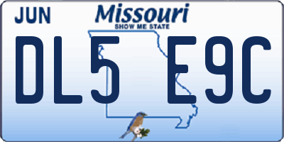 MO license plate DL5E9C