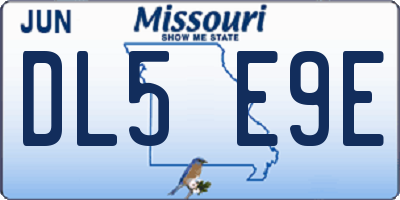 MO license plate DL5E9E
