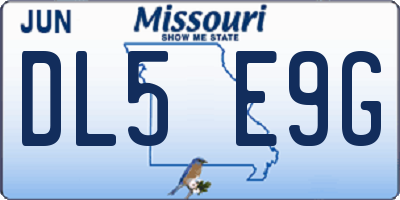 MO license plate DL5E9G