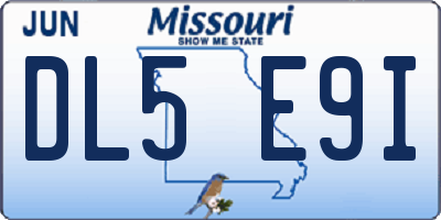 MO license plate DL5E9I