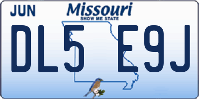 MO license plate DL5E9J