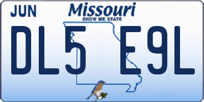 MO license plate DL5E9L