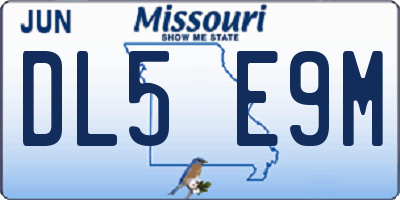 MO license plate DL5E9M