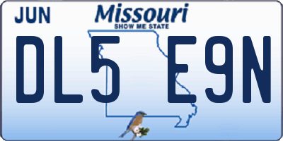 MO license plate DL5E9N
