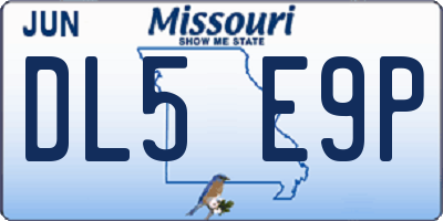 MO license plate DL5E9P