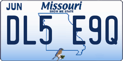 MO license plate DL5E9Q