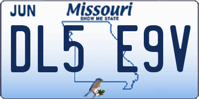 MO license plate DL5E9V