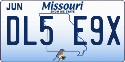 MO license plate DL5E9X