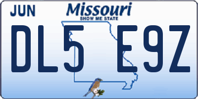 MO license plate DL5E9Z