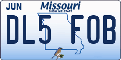 MO license plate DL5F0B