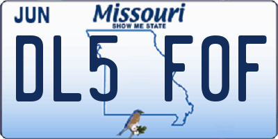 MO license plate DL5F0F