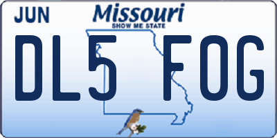 MO license plate DL5F0G