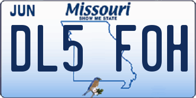 MO license plate DL5F0H