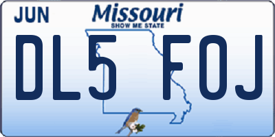 MO license plate DL5F0J