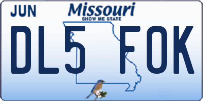 MO license plate DL5F0K