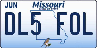 MO license plate DL5F0L