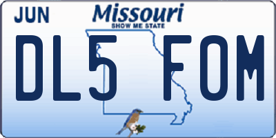 MO license plate DL5F0M