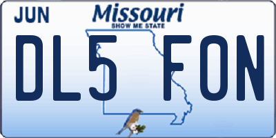 MO license plate DL5F0N