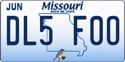 MO license plate DL5F0O