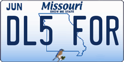MO license plate DL5F0R
