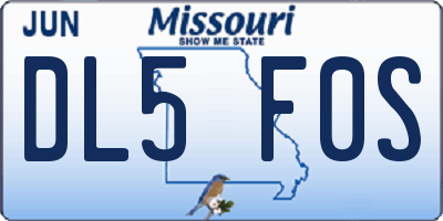 MO license plate DL5F0S