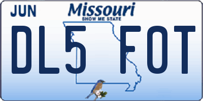 MO license plate DL5F0T