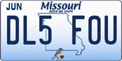 MO license plate DL5F0U