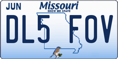 MO license plate DL5F0V