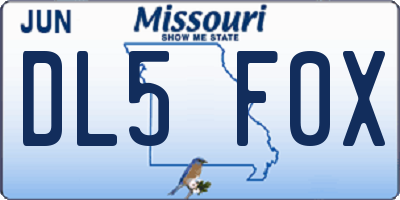 MO license plate DL5F0X