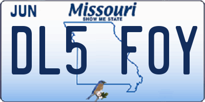 MO license plate DL5F0Y