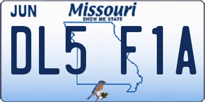 MO license plate DL5F1A
