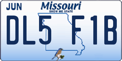 MO license plate DL5F1B