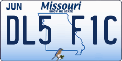 MO license plate DL5F1C