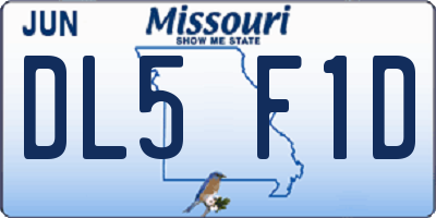 MO license plate DL5F1D