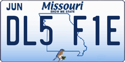 MO license plate DL5F1E