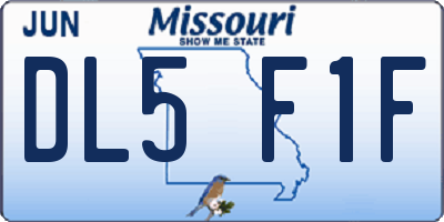 MO license plate DL5F1F