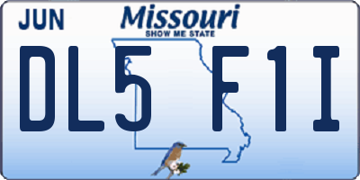 MO license plate DL5F1I
