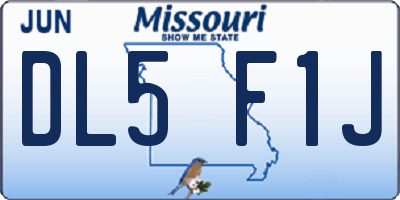 MO license plate DL5F1J