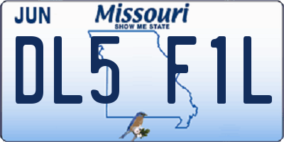 MO license plate DL5F1L