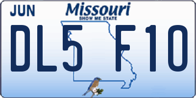 MO license plate DL5F1O