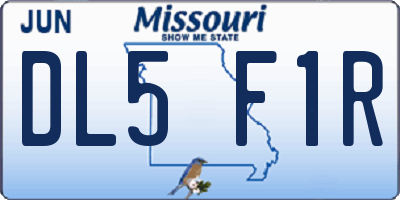 MO license plate DL5F1R