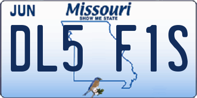 MO license plate DL5F1S