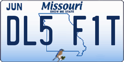 MO license plate DL5F1T