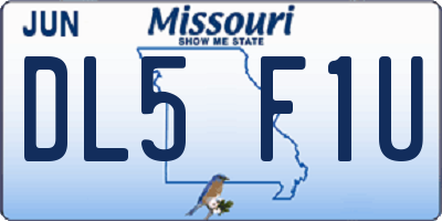 MO license plate DL5F1U