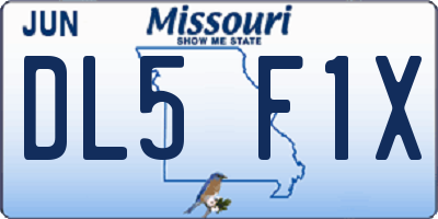 MO license plate DL5F1X