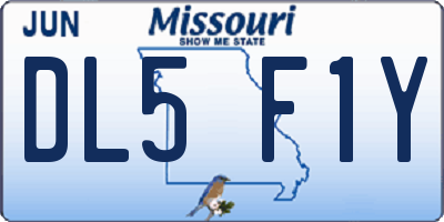 MO license plate DL5F1Y