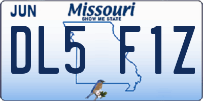 MO license plate DL5F1Z